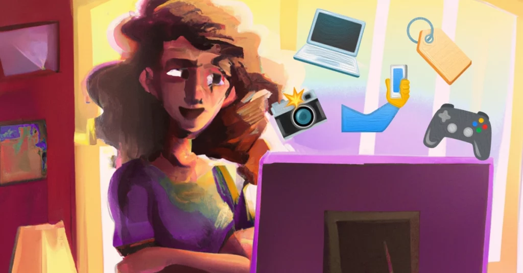 30 Best Emojis For Black Friday &Amp; Cyber Monday Campaigns 2 woman using a laptop with emojis 1