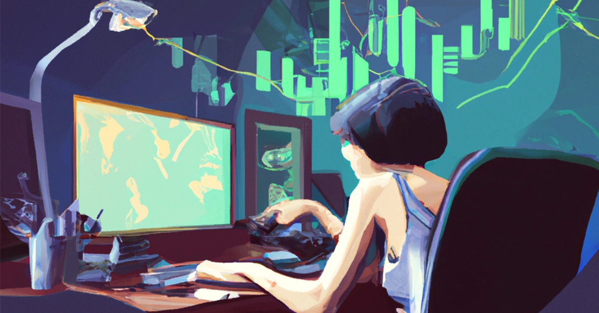 woman trading stocks