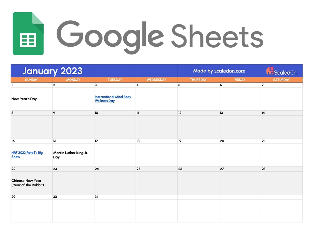 google sheets amazon calendar