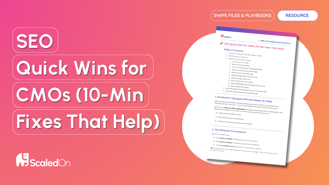 seo quick wins for cmos 10 min fixes that help