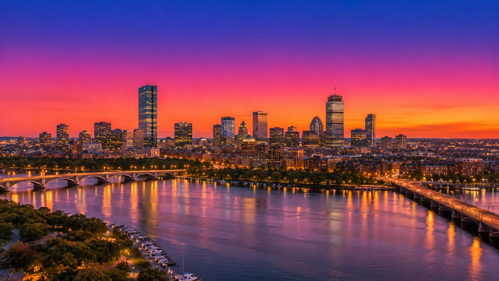 digital marketing agency in massachusetts - boston skyline at sunset over the charles river